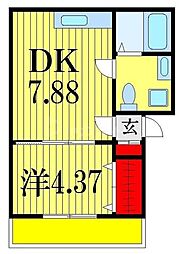 アルネ前原 3階1DKの間取り