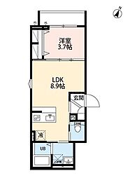 Fleur N-4 1LDKの間取図画像