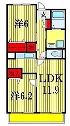 フローラム・パレス 2LDKの間取図画像