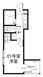 メルディア津田沼 1Kの間取図画像