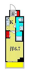 ケーディエックスレジデンス原木中山 1Kの間取図画像