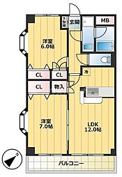 メゾンドソレイユ 2LDKの間取図画像