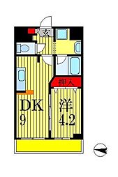 プレジール船橋本町 1DKの間取図画像