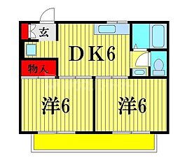 メゾン美里A 2DKの間取図画像
