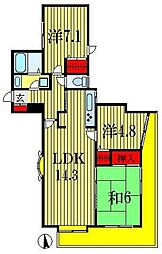 グリーンパーク船橋 3LDKの間取図画像