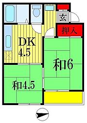 ドミールタカハシ1 2DKの間取図画像