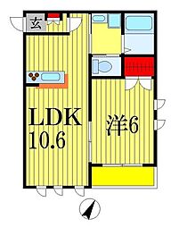 ハウスM.Y.K 1LDKの間取図画像