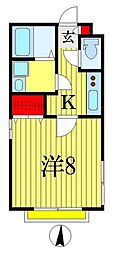ヒルサイドA 1Kの間取図画像