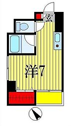 ベルクレール拾五番館 ワンルームの間取図画像