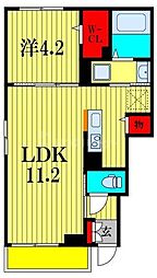 愛馬ハイム 1LDKの間取図画像