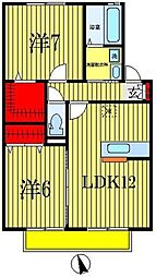 メルベーユK 2LDKの間取図画像