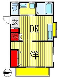 コアハイム 1DKの間取図画像