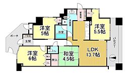 エンゼルクレッセ平野 4LDKの間取図画像
