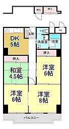 メガロコープ平野1号北棟 4DKの間取図画像