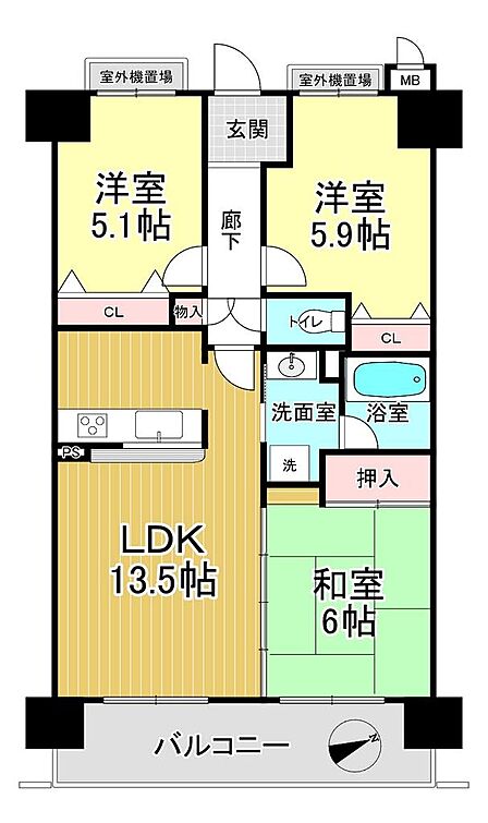 3LDK 間取り