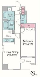 レジディア東麻布 1LDKの間取図画像