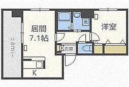 サンコート本通ガーデンヒルズ 1LDKの間取図画像
