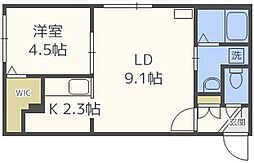 ル・シエル白石 1LDKの間取図画像