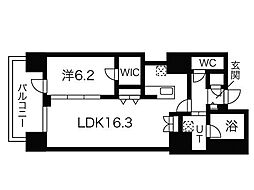 マストライフ南4条 1LDKの間取図画像