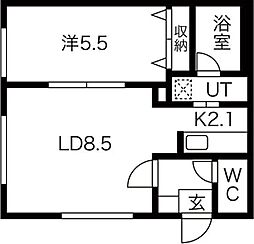 ラフィーネ新札幌 1LDKの間取図画像