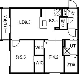 リコルドアーツ 2LDKの間取図画像