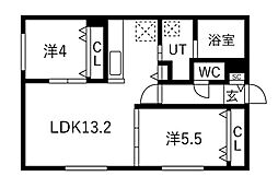 MODA N13 2LDKの間取図画像
