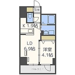 グランカーサ南6条 1LDKの間取図画像