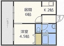 シティテラス南5条 1DKの間取図画像