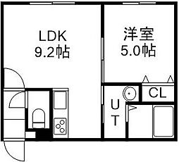札幌市白石区本通13丁目南マンション 1DKの間取図画像