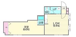 ヘアーコレクションビル 1DKの間取図画像