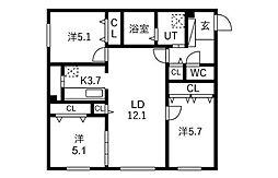 グランディール南郷 3LDKの間取図画像