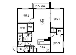 グランディール南郷 3LDKの間取図画像