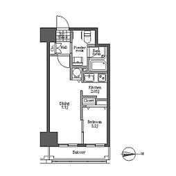 レシディア大通り西 1LDKの間取図画像