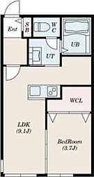 Halenix札幌医大前 1LDKの間取図画像