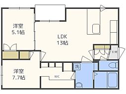 カレラ新さっぽろ 2LDKの間取図画像