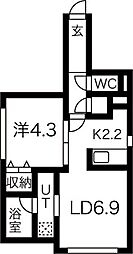 ラメール 1LDKの間取図画像