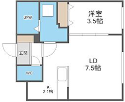 BASETSUKISAMU 1LDKの間取図画像