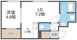 LeCiel学園前 1LDKの間取図画像