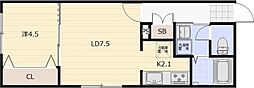 CLASSIhibarigaoka 1LDKの間取図画像