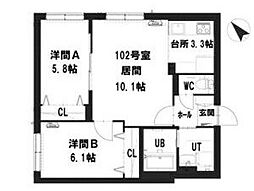 グランメール 豊平公園駅前 2LDKの間取図画像
