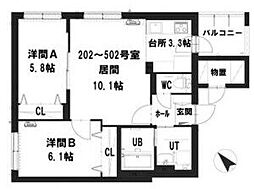 グランメール 豊平公園駅前 2LDKの間取図画像