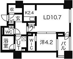 プライムメゾン南2条 1LDKの間取図画像