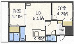 ブランシャール白石 2LDKの間取図画像