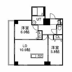 ヒルズガーデン東札幌 2LDKの間取図画像
