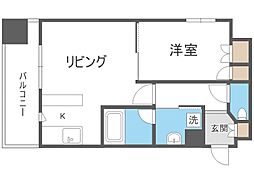 プレジデント豊平 1LDKの間取図画像