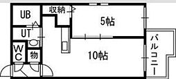 メゾンドフラミンゴ白石 1LDKの間取図画像