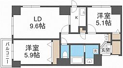 UURコート札幌南3条プレミアタワー 2LDKの間取図画像