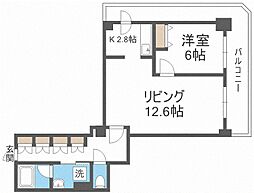 PRIMEURBAN札幌リバーフロント 1LDKの間取図画像