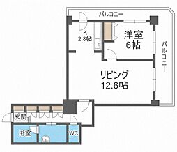 PRIMEURBAN札幌リバーフロント 1LDKの間取図画像