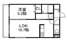 フェリス本通14B 1LDKの間取図画像